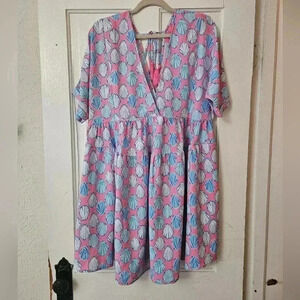 Simply Southern Seashell Tiered Babydoll Dress Size L, Coastal, Beach, Vacation